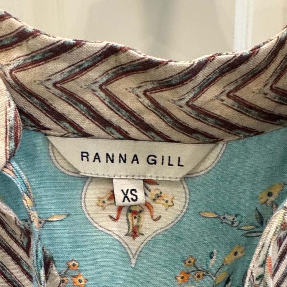 Ranna Gill Light Blue and Brown Chevron Dress - Picture 4 of 9